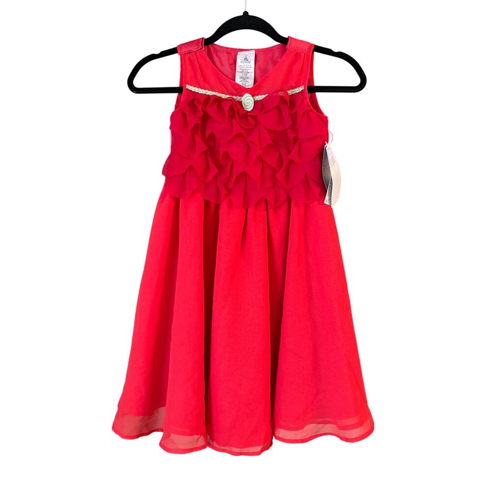 Disney Store Girl's Moana Adaptive Red Ruffle Costume Dress Size Small SM New